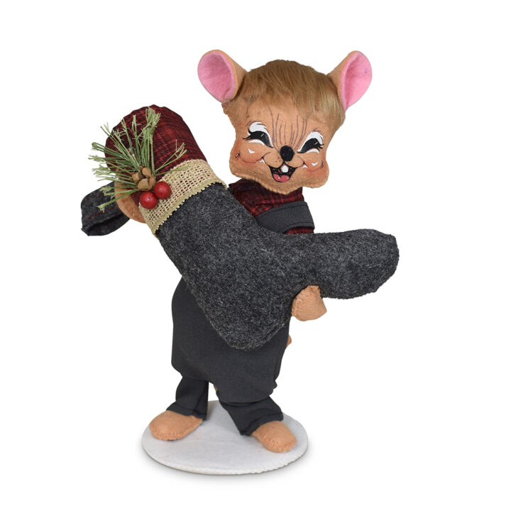 8in Plaid & Pine Stocking Mouse