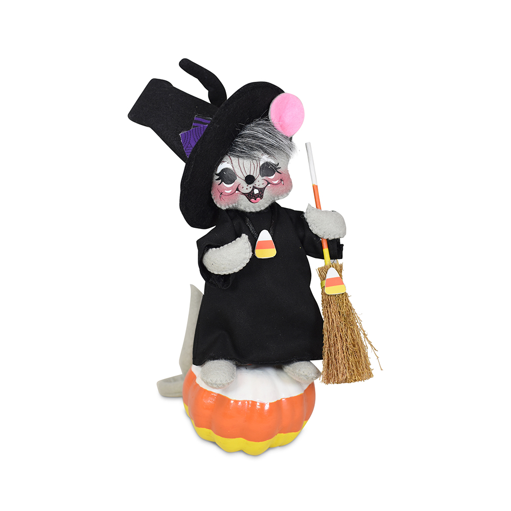 311624 6in Mouse on Candy Corn Pumpkin