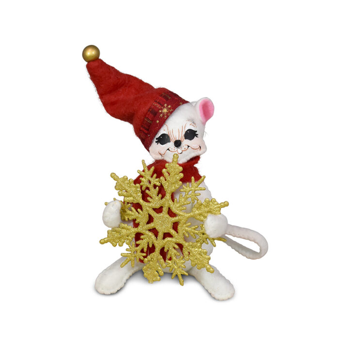 610526 5in Crimson & Gold Snowflake Mouse