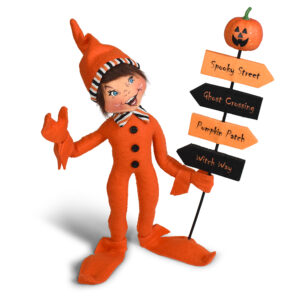 12in Scary Stripe Signpost Elf